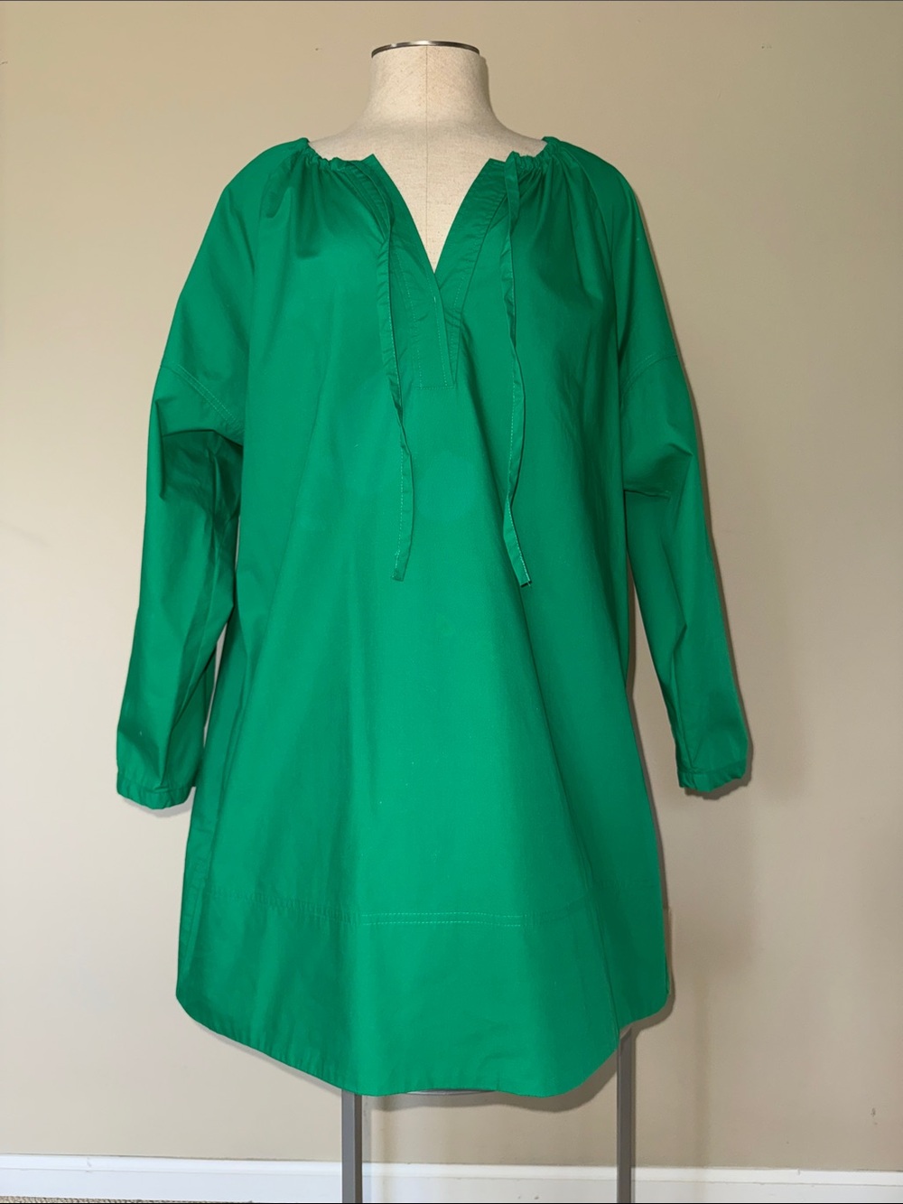 Banana Republic Kelly Green Long Sleeve Peasant Tunic Dress